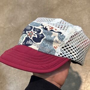 Patagonia Floral Mesh Cap for biking or cycling - Burgundy and White